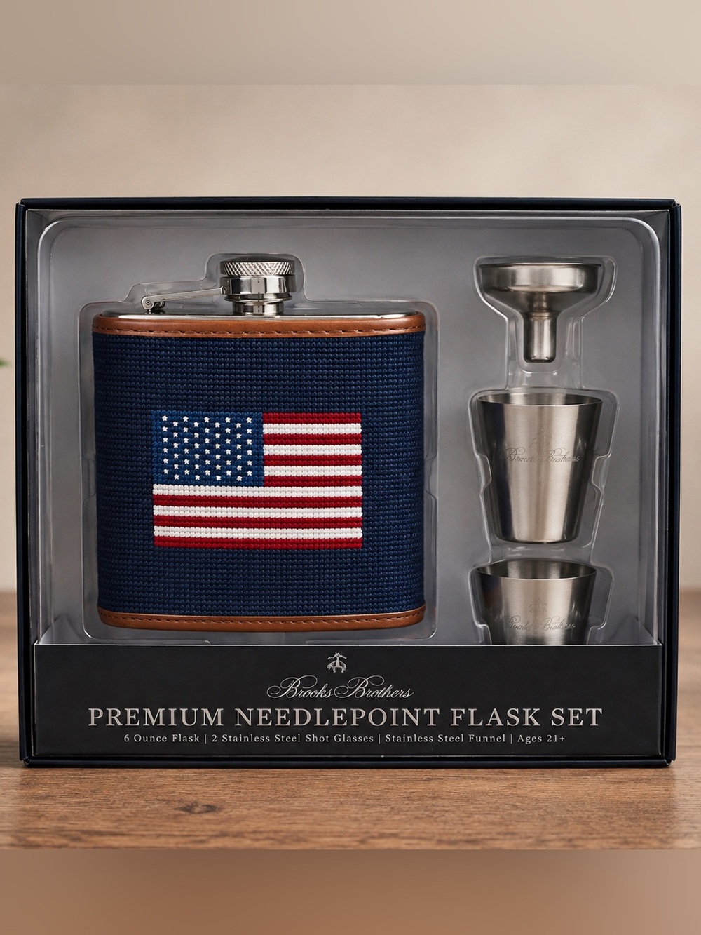 Brooks Brothers Needlepoint Flask Set